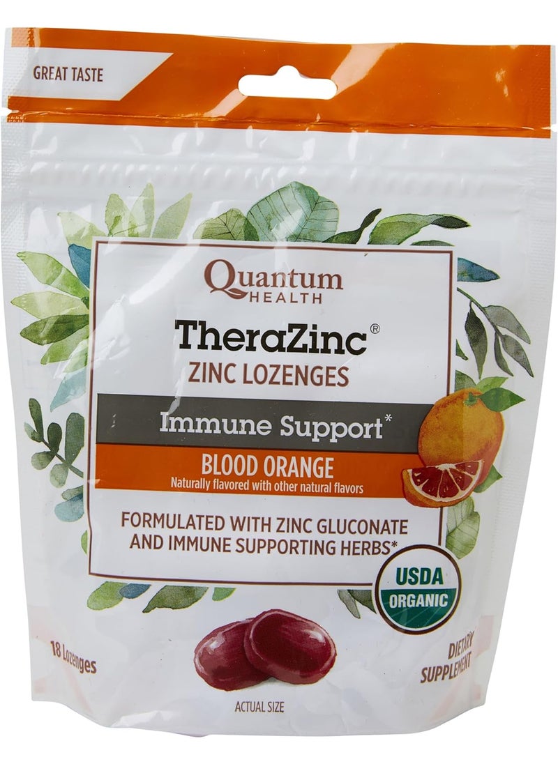 Quantum Quantum Health TheraZinc USDA Organic Blood Orange Zinc Lozenges For Adults and Kids For Immune System Support Individually Wrapped  Bagged 18 Ct  - Image 1