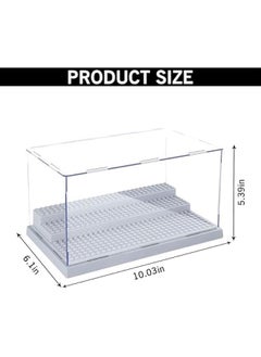 ماركة غير محددة Minifigure Display Case for Action Figures Blocks, Acrylic Display Box Storage, Clear Minifigure Display Shelves with 3 Movable Steps Disply Shelf Gift Collection Models Minifigures (Grey)  - Image 2