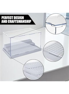 ماركة غير محددة Minifigure Display Case for Action Figures Blocks, Acrylic Display Box Storage, Clear Minifigure Display Shelves with 3 Movable Steps Disply Shelf Gift Collection Models Minifigures (Grey)  - Image 3