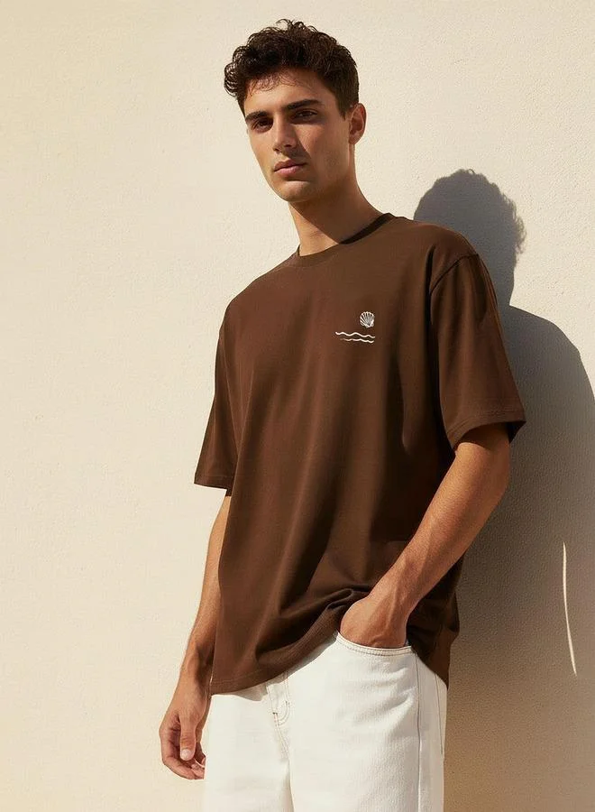 Splash FAV Men Regular Fit Crew Neck Short Sleeves Coastal Print T-shirt