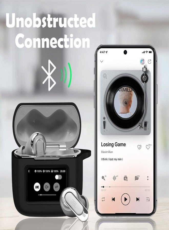 EasyBee [2 Pack] easyBee Case Compatible with JBL Tour Pro 3 Charging Cover, with 2 Keychain and Anti-Lost Strap, Soft Liquid Silicone Ultra Thin Shockproof Protective Kit - Black and Blue - Image 5