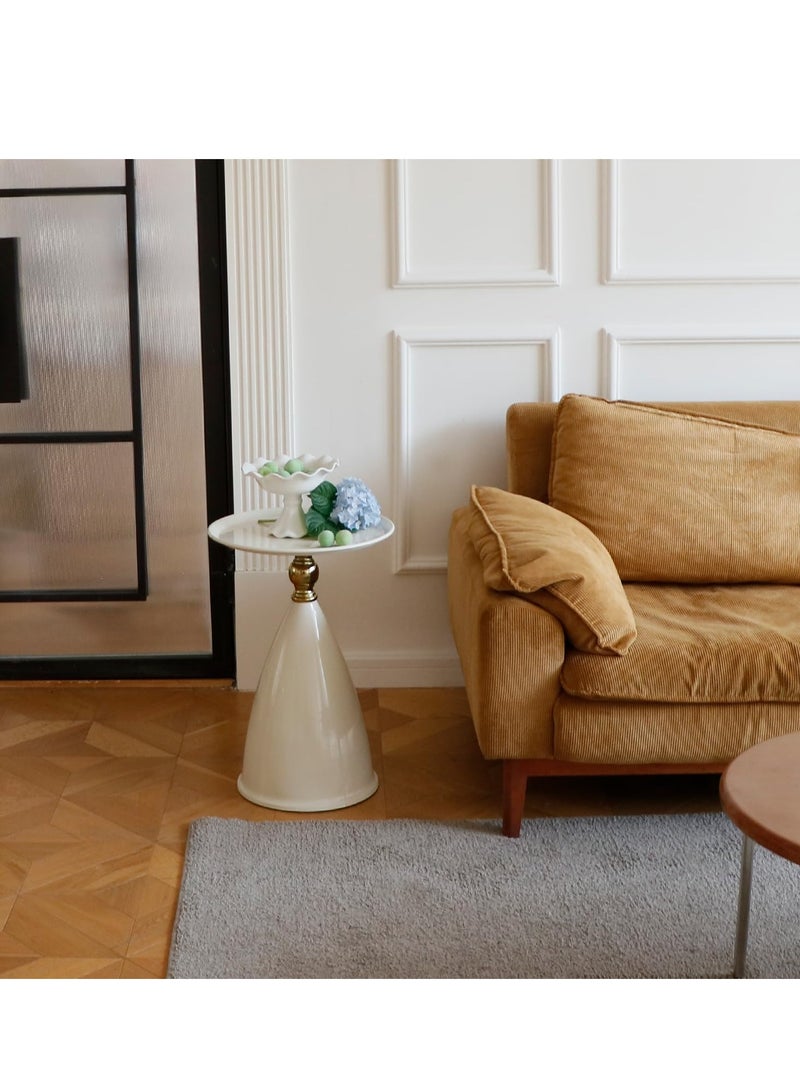 XiuWoo Round Side Table, Narrow Creative Side Table, Modern Circle Accent End Tables for Living Room, Cream Drink Martini Table for Small Spaces, White - Image 2