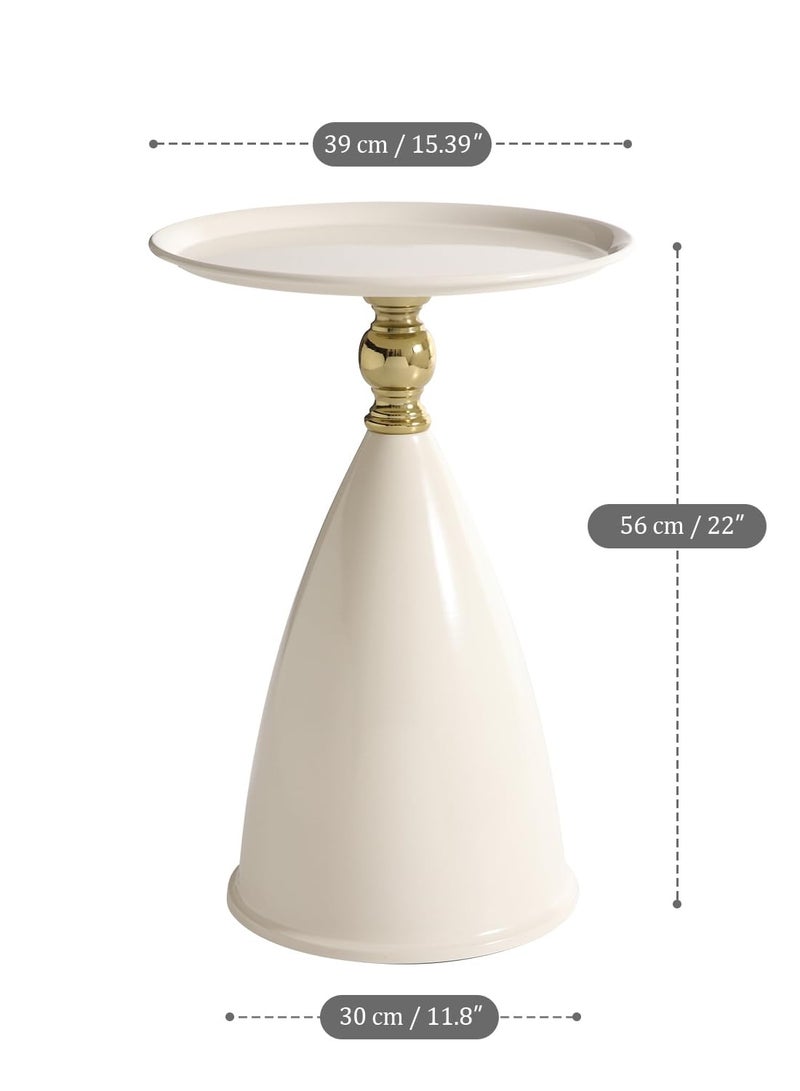 XiuWoo Round Side Table, Narrow Creative Side Table, Modern Circle Accent End Tables for Living Room, Cream Drink Martini Table for Small Spaces, White - Image 3