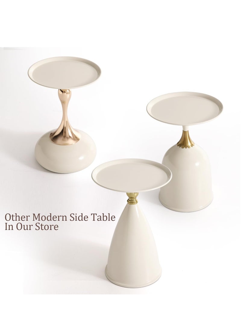 XiuWoo Round Side Table, Narrow Creative Side Table, Modern Circle Accent End Tables for Living Room, Cream Drink Martini Table for Small Spaces, White - Image 4