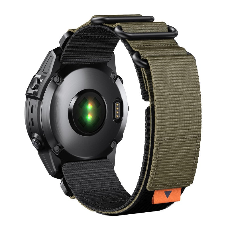 ANCOOL for Fenix 7X Watch Band/Fenix 3/6X/5X Watch Band 26mm Nylon Watch Band for Fenix 6X Pro/Tactix 7/Epix Pro 51mm(Black/Army Green) - Image 1