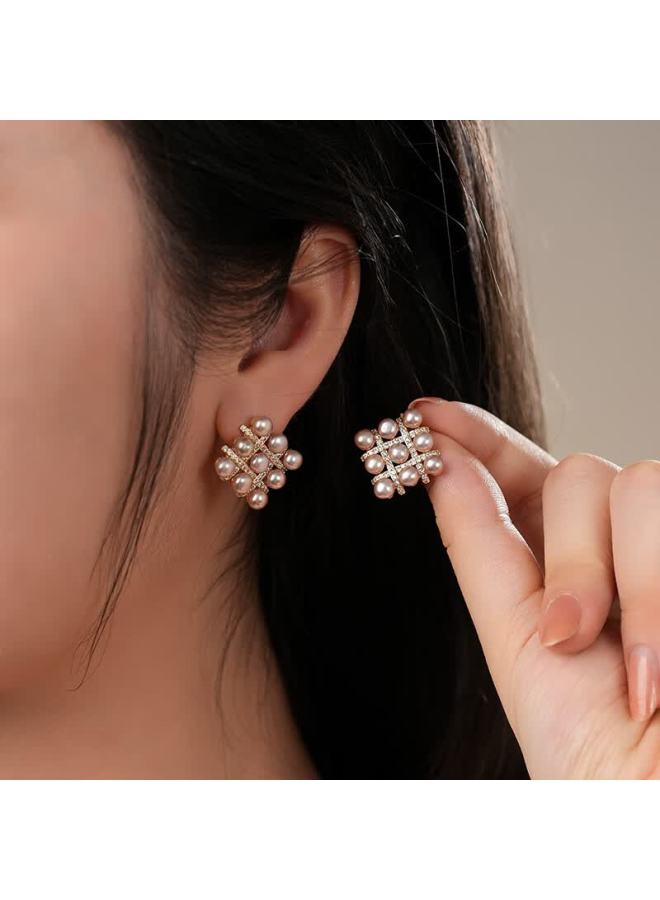 Dara Pearl Stud Earrings For Women, Non-nucleated Pearl Earrings, High Luster Slightly Flawed Design Festival Birthday Gift For Girlfriend - Image 5