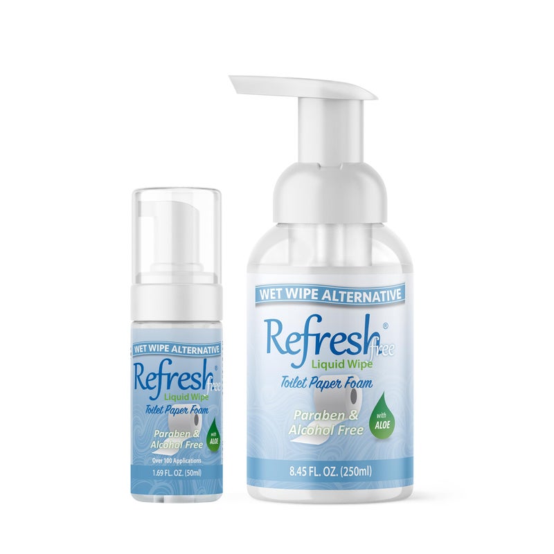 Refresh Liquid Wipe Free Toilet Paper Foam EcoFriendly Wet Wipe Alternative For Sensitive Skin with Aloe and Witch Hazel Plumbing Safe 250ml50ml Combo 1014 Total Fl Oz