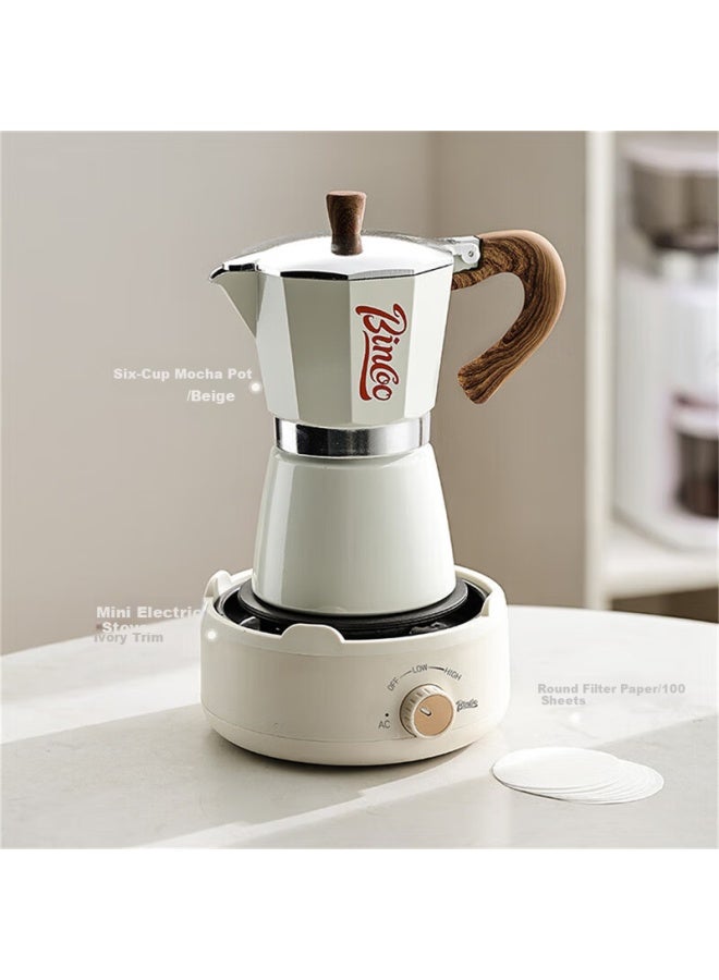 Bincoo Moka Pot Coffee Maker Set With Small Electric Stove For Home Use Italian Hand Drip Coffee Pot Utensil - Image 1