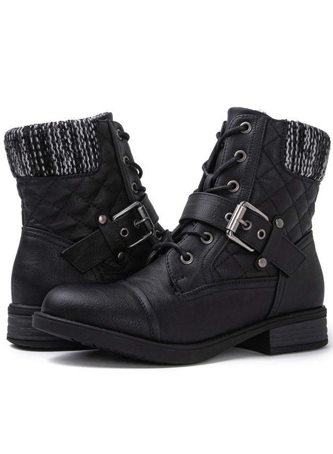 GLOBALWIN Women's 2102 Black Ankle Booties Fashion Combat Boots 9M - Image 1
