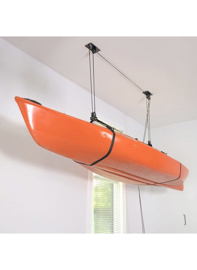 StoreYourBoard Kayak and Canoe Ceiling Pulley System, Garage Mount Storage Hoist, Heavy Duty Holds 150 lbs, Indoor Hanging Organizer  - Image 4