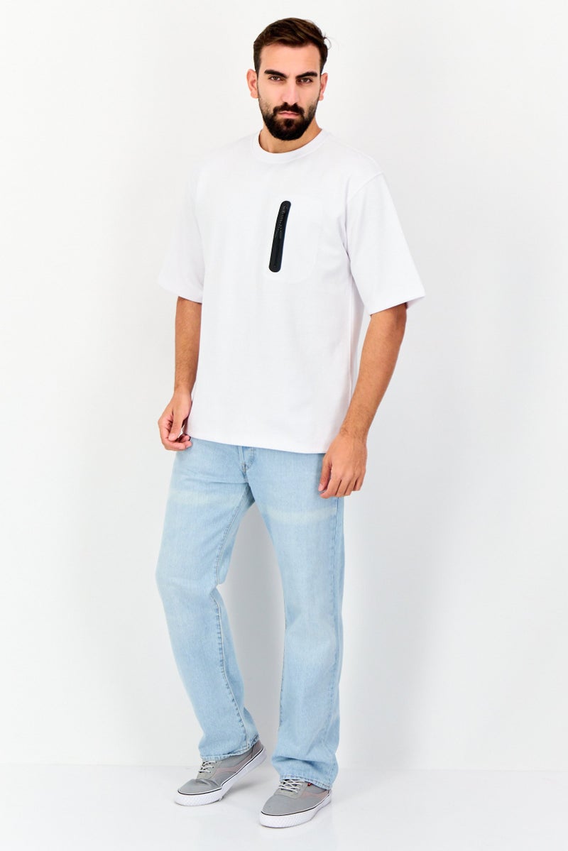 Celio Men Crew Neck Short Sleeve Plain T-Shirt, White - Image 4