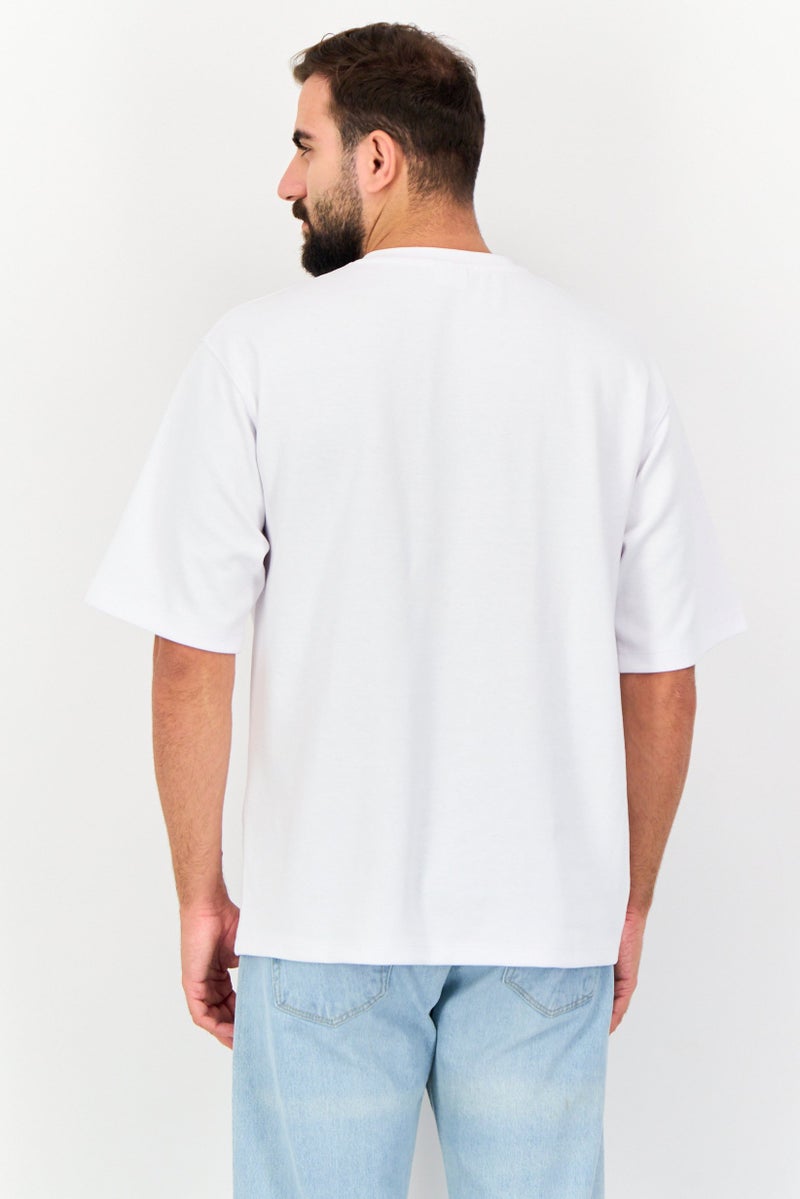 Celio Men Crew Neck Short Sleeve Plain T-Shirt, White - Image 3