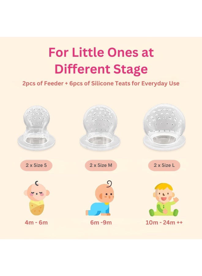 NatureBond Baby Food Feeder/Fruit Feeder Pacifier Nibbler (2 Pack) - Infant Teething Toy Teether Weaning in Appetizing Colors | + Additional Silicone Sacs - Image 4