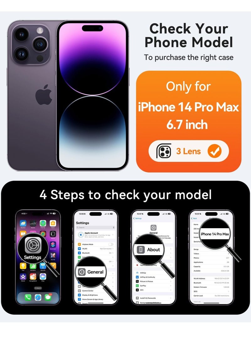 ESCASE Magnetic Cover for iPhone 14 Pro Max 6.7 Inch, MagSafe Compatible, Full Camera Protection, Translucent Matte Slim Protective Shockproof Case, Purple - Image 2