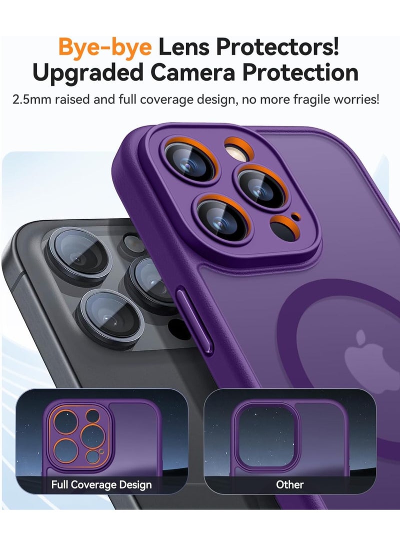 ESCASE Magnetic Cover for iPhone 14 Pro Max 6.7 Inch, MagSafe Compatible, Full Camera Protection, Translucent Matte Slim Protective Shockproof Case, Purple - Image 3