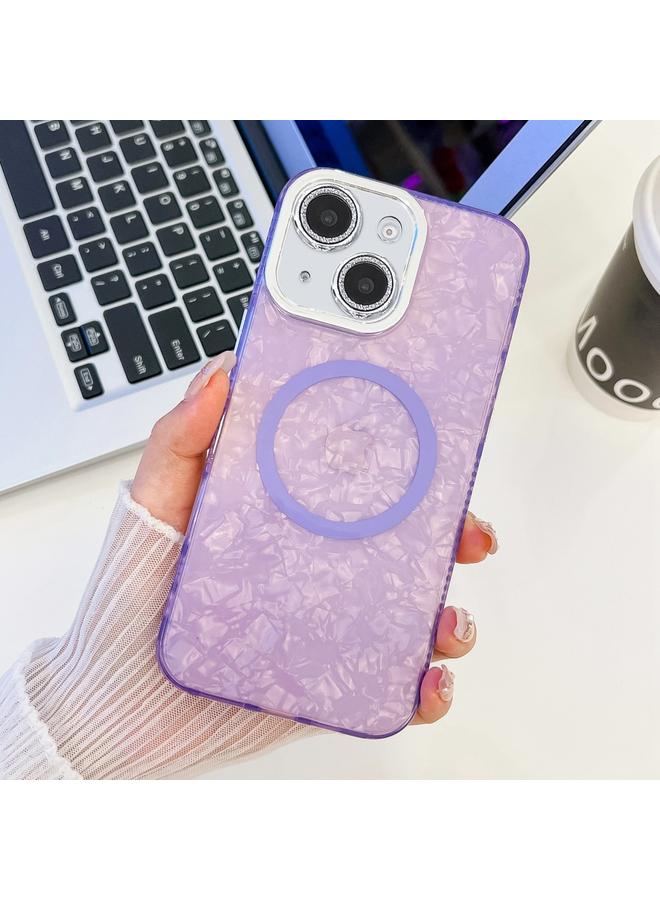 S-TOP Case For iPhone 14 Plating Texture MagSafe TPU Phone Case with Glitter Lens Film - Image 1