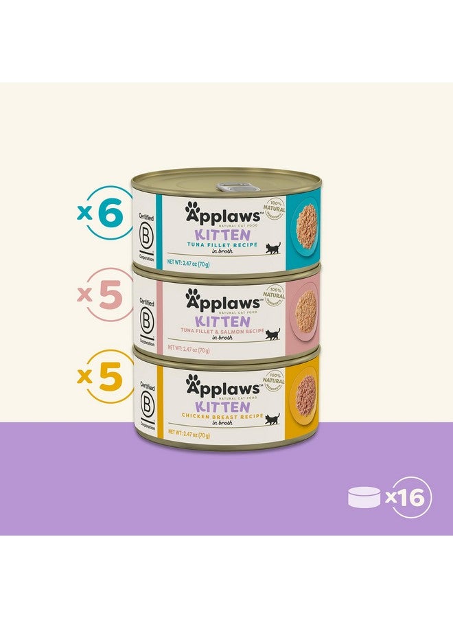 Applaws Natural Wet Cat Food in Broth, Limited Ingredient Canned Wet Cat Food, No Additives, Made with Natural Ingredients, Kitten Variety in Broth Cans (16 x 2.47oz Cans) - Image 4