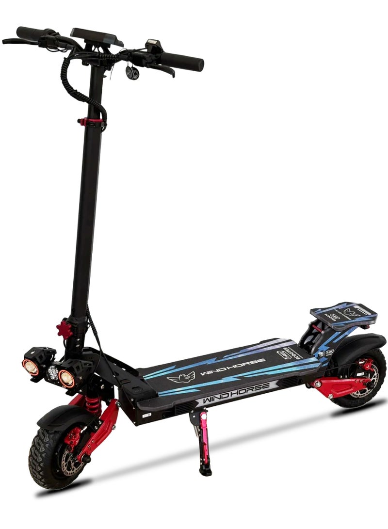 ويندهورس سكوتر ويندهورس H8 كهربائي قابل للطي بقوة 3600 واط بمحركين، بطارية 48 فولت 27 أمبير، سرعة تصل إلى 80 كم/س، مدى 65 كم، تعليق مزدوج، إطارات 10×3 بوصة، فرامل قرصية، شاشة LCD - Image 2