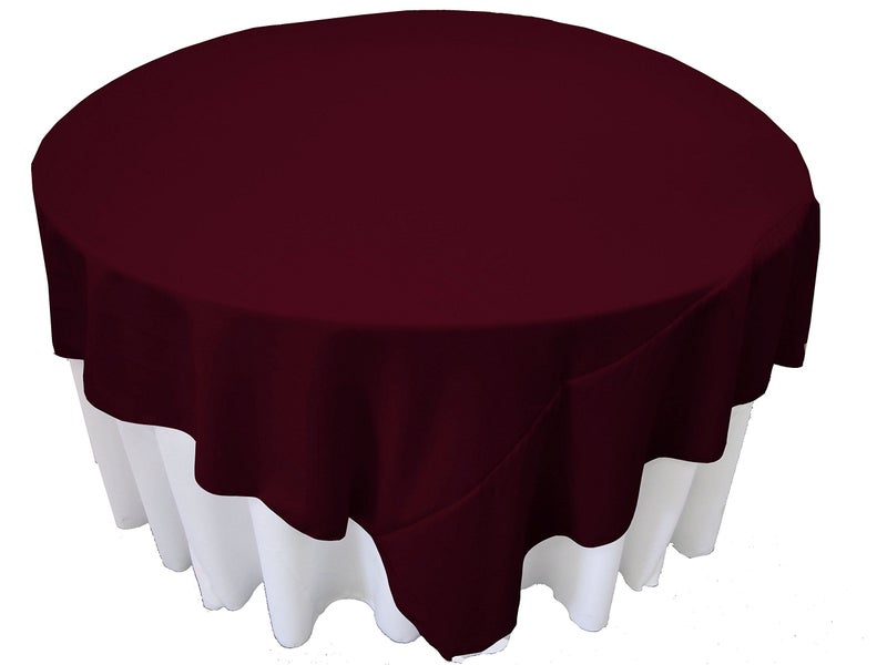 La Linen Polyester Poplin Washable Square Tablecloth  Stain And Wrinkle Resistant Table Cover 90X90  Dinning  Kitchen  Party  Holiday 90 By 90-Inch  Burgundy  Tcpop90X90_Burgundyp17 - Image 1