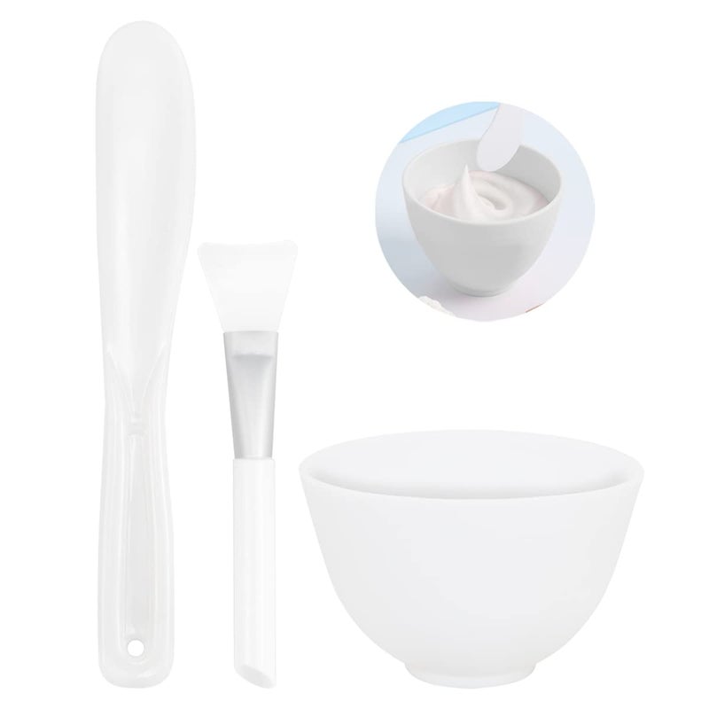 FERCAISH 3Pcs Diy Face Mask Mixing Bowl Microwavable Silicone Facial Mud Bowl Cosmetic Beauty Tool for Home SalonWhite