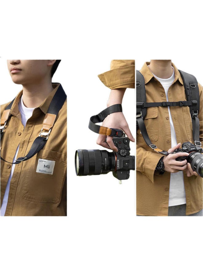 Cwatcun Camera Shoulder Strap And Wrist Strap Integrated Three-In Quick Release Buckle, Suitable For Mirrorless Cameras, Shoulder Strap, Neck Strap, Compatible With Sony, Canon, Fuji, Nikon - Image 2