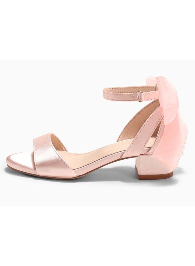 Coutgo Girls Dress Shoes Sandals Chunky Low Heels Bow Ankle Strap Flower Girl Wedding Party Shoes, Pink, 3 Little Kid - Image 5