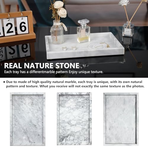Zilukar Real Natural Marble Tray for Bathroom, Vanity, Kitchen and Desktop, Rectangle Genuine Marble Stone Tray for Jewelry, Cosmetics, Candles, Lotion, Perfume and Home Decor - Image 4