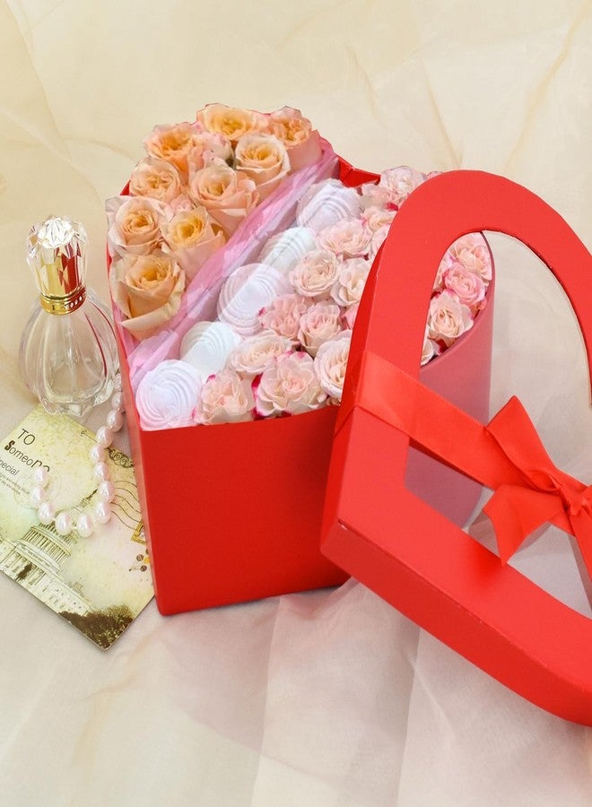 بيشيدا مجموعة بيشيدا من 3 علب هدايا على شكل قلب لعيد الأم، مثالية للزهور والشوكولاتة والفراولة، مع أغطية شفافة لحفظ الزهور - أحمر - Image 3