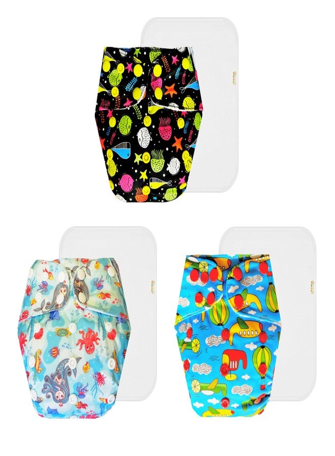 Dumbledo Premium Cloth Diaper with Cotton Insert (Pack of 3) | Hypoallergenic | Reusable & Washable | Travel Friendly | Worry-Free Diapering | 3 Months - 3 Years | Unisex Baby - Image 1