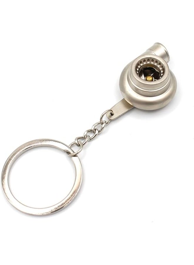 Metal Turbo Charger Keychain - Luxury Model for Car & Racing Enthusiasts - Silver/Chrome Tone - Image 2