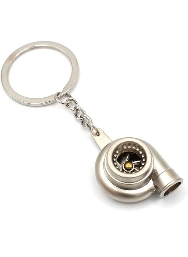 Metal Turbo Charger Keychain - Luxury Model for Car & Racing Enthusiasts - Silver/Chrome Tone - Image 3