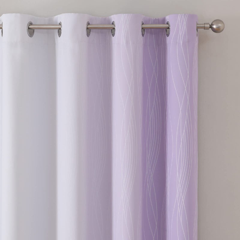 Estelar Textiler Lilac and Greyish White Gradient Blackout Curtains for Bedroom  Thermal Insulated Ombre Blackout Drapes  Room Darkening Energy Saving Curtains for Living Room 52Wx72L 2 Panels - Image 4