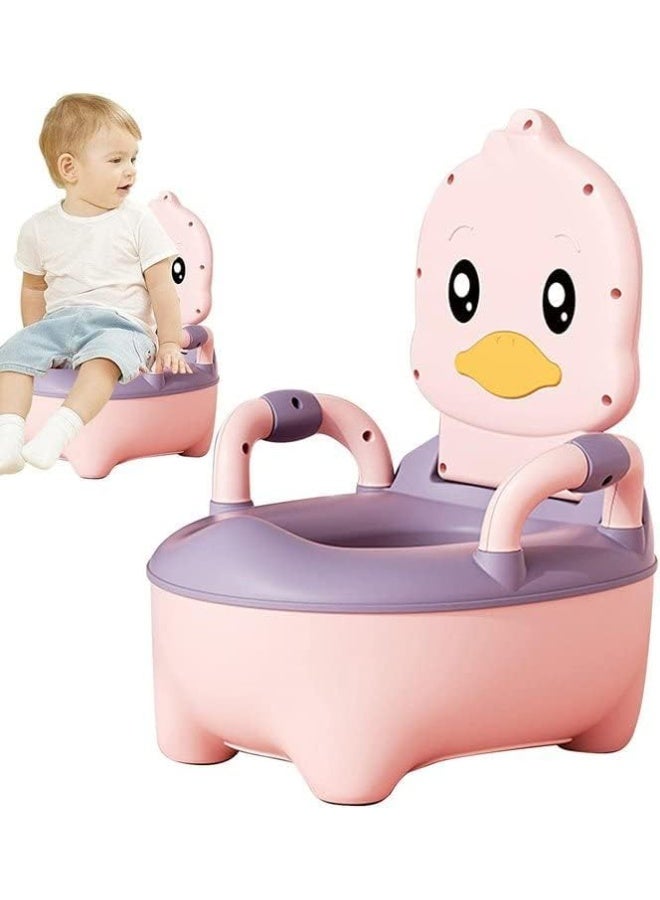 Soofam Baby Potty Training Seat,Portable Potty Toilet Trainer with Handles,Toddler Kids Potty Chair with High Back Support & Lid Removable Potty Pot, Baby toilet for Toddler Baby Kids (Pink) - Image 2
