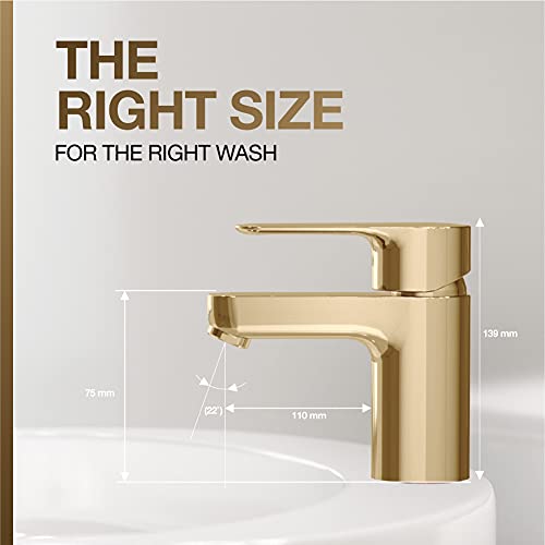 KOHLER July Comfort-Height Basin Mixer, Single Control Lav Faucet, Without Drain (Vibrant French Gold Finish) - Image 5
