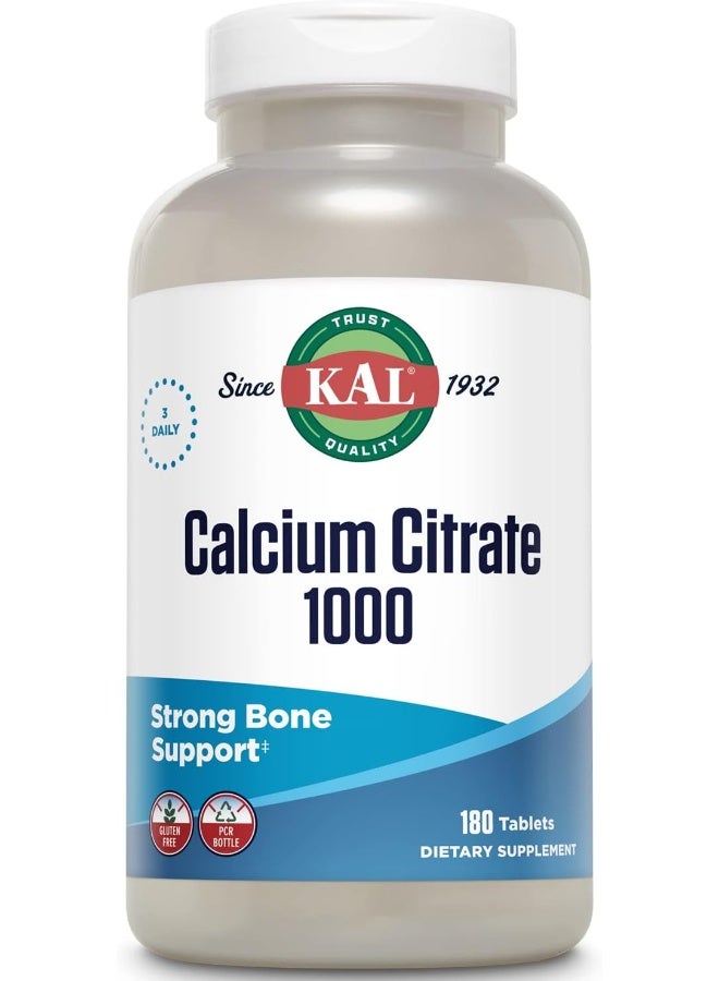 KAL, Calcium Citrate 1000mg, 180 Tablets - Image 1