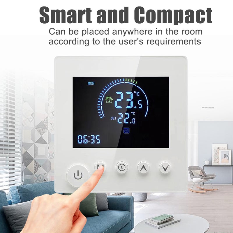 Tuya Smart WiFi Wall Thermostat Programmable Remote Control NTC Sensor LCD Display Touch Button Electric Heating Warm Floor Underfloor Digital Thermoregulator Temperature Controller for Home Room - Image 4