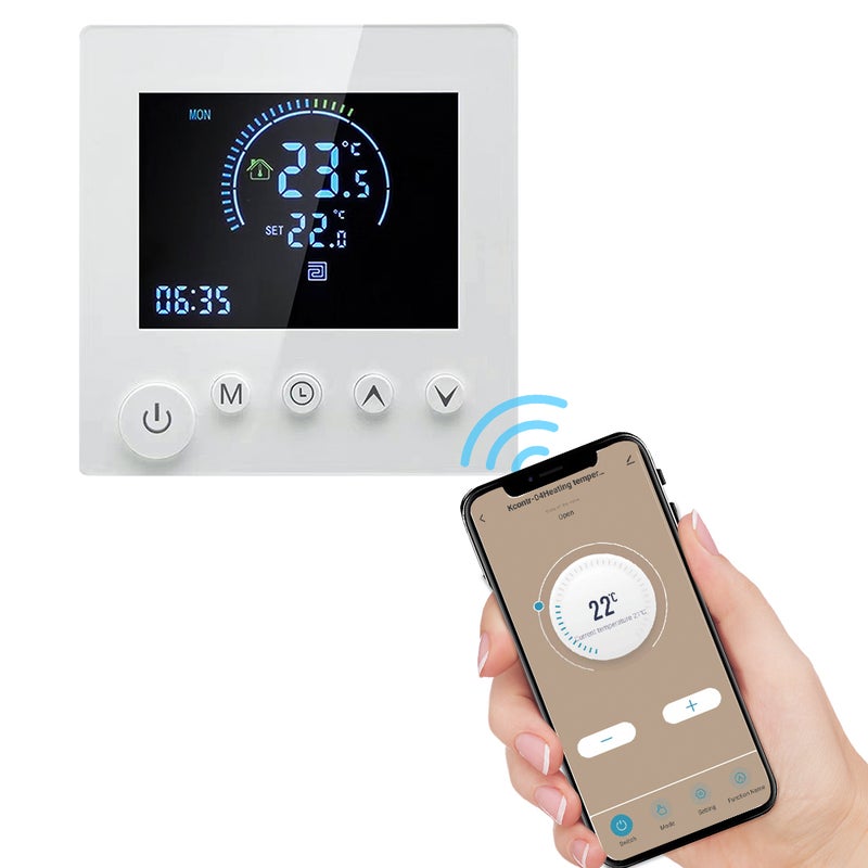 Tuya Smart WiFi Wall Thermostat Programmable Remote Control NTC Sensor LCD Display Touch Button Electric Heating Warm Floor Underfloor Digital Thermoregulator Temperature Controller for Home Room - Image 1