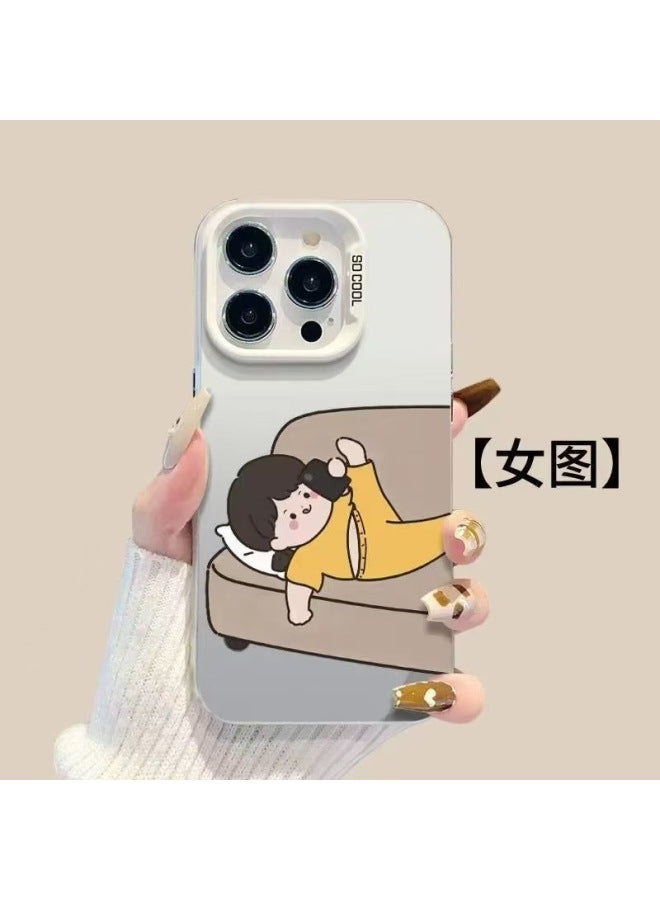 Couple Style Sofa Design Phone Case Suitable For Girls, Compatible With Apple 16 Pro Max, Iphone 15, Colorful Silver, Cute For Iphone 13, And Suitable For Iphone 12, Wedding-themed