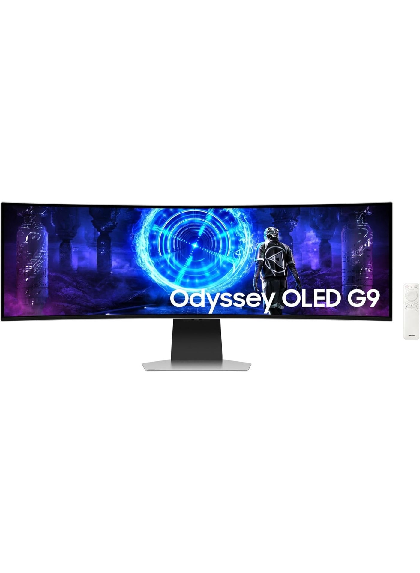 Odyssey OLED G9 Curved Smart Gaming Monitor 49-inch 5k Dual QHD 5120x1440, HDR10, 240Hz Refresh Rate, 0.03ms Response Time, , Free Sync Premium Pro, Wireless, Bluetooth, Adaptive Sound Pro, Remote Contro, Operating System Tizen - Silver silver