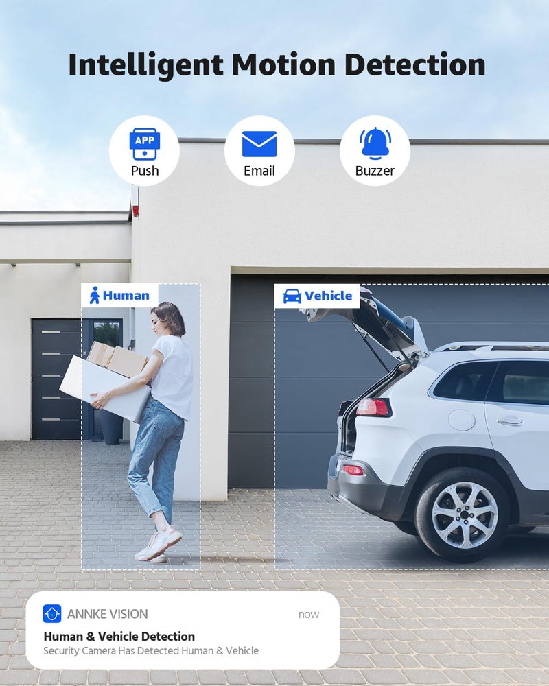 ANNKE 12MP Security Camera System, 16CH NVR Recorder with AI Motion Detection, 8pcs IP PoE Cams with Color Night Vision, Built-in Mic, Compatible with Alexa for Home Business Surveillance, 4TB HDD - Image 3