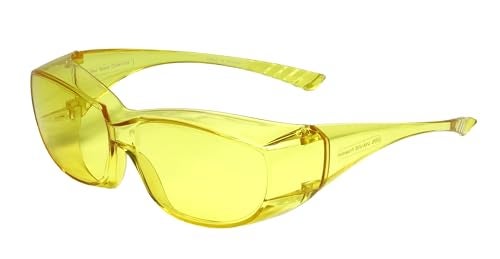 Calabria Unisex Fitover Safety Glasses with Tinted Lenses – [Yellow] | Fit Over Eyeglasses for Light Sensitivity | Blue Light & UV Protection Glasses - Image 1