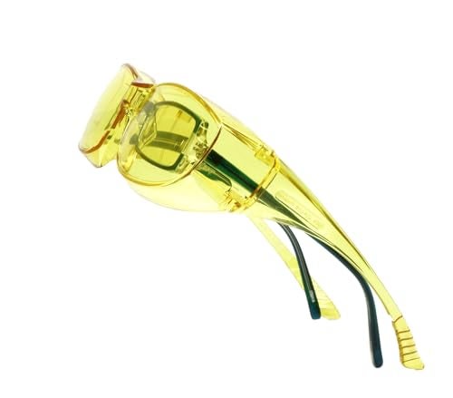 Calabria Unisex Fitover Safety Glasses with Tinted Lenses – [Yellow] | Fit Over Eyeglasses for Light Sensitivity | Blue Light & UV Protection Glasses - Image 2
