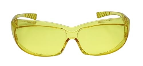 Calabria Unisex Fitover Safety Glasses with Tinted Lenses – [Yellow] | Fit Over Eyeglasses for Light Sensitivity | Blue Light & UV Protection Glasses - Image 4