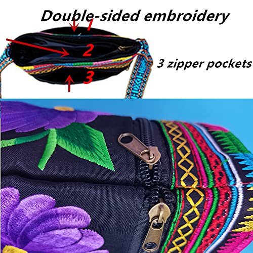 PHEVOS Hobo Crossbody Handbag for women, Hippie Shoulder Bags Purse Vintage Ethnic Tribal Embroidered Boho Hippie for Ladies - Image 5