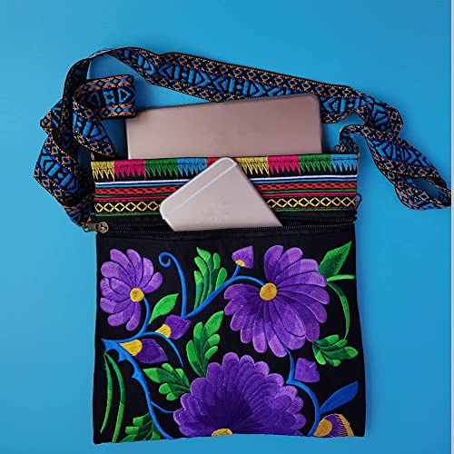 PHEVOS Hobo Crossbody Handbag for women, Hippie Shoulder Bags Purse Vintage Ethnic Tribal Embroidered Boho Hippie for Ladies - Image 3