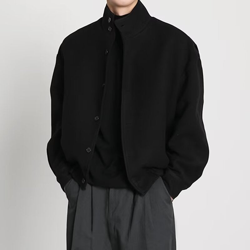 High-End Trendy Brand Workwear Stand-Up Collar Jacket Woolen Jacket British Style Niche Design Baseball Uniform Trend - Image 2