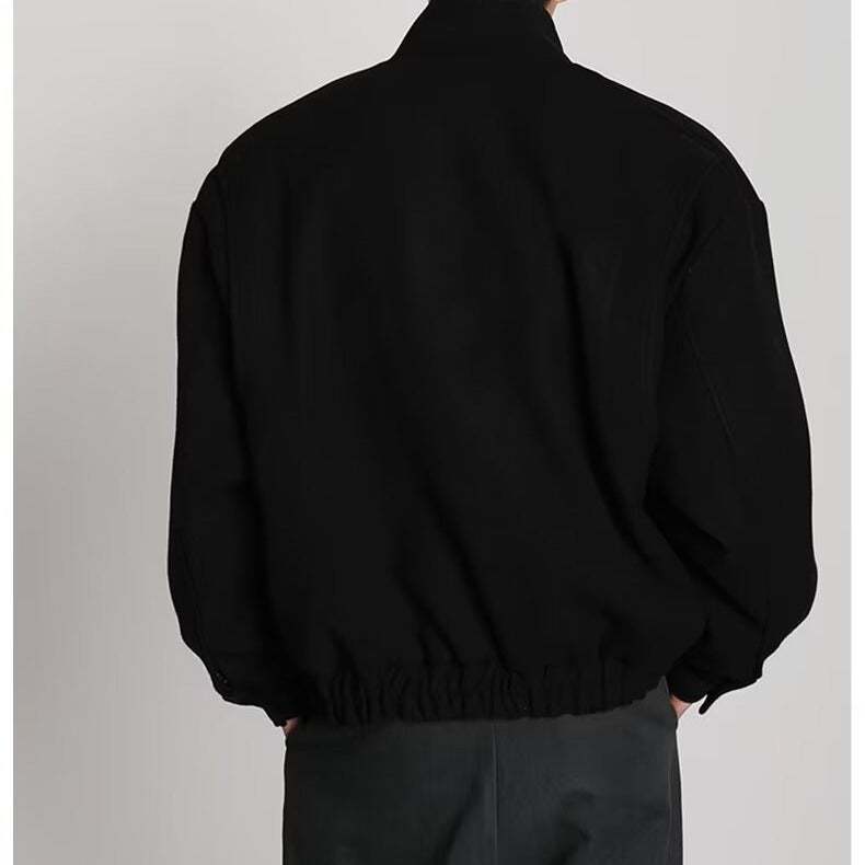 High-End Trendy Brand Workwear Stand-Up Collar Jacket Woolen Jacket British Style Niche Design Baseball Uniform Trend - Image 4