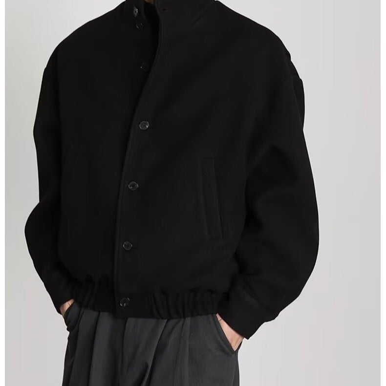 High-End Trendy Brand Workwear Stand-Up Collar Jacket Woolen Jacket British Style Niche Design Baseball Uniform Trend - Image 1