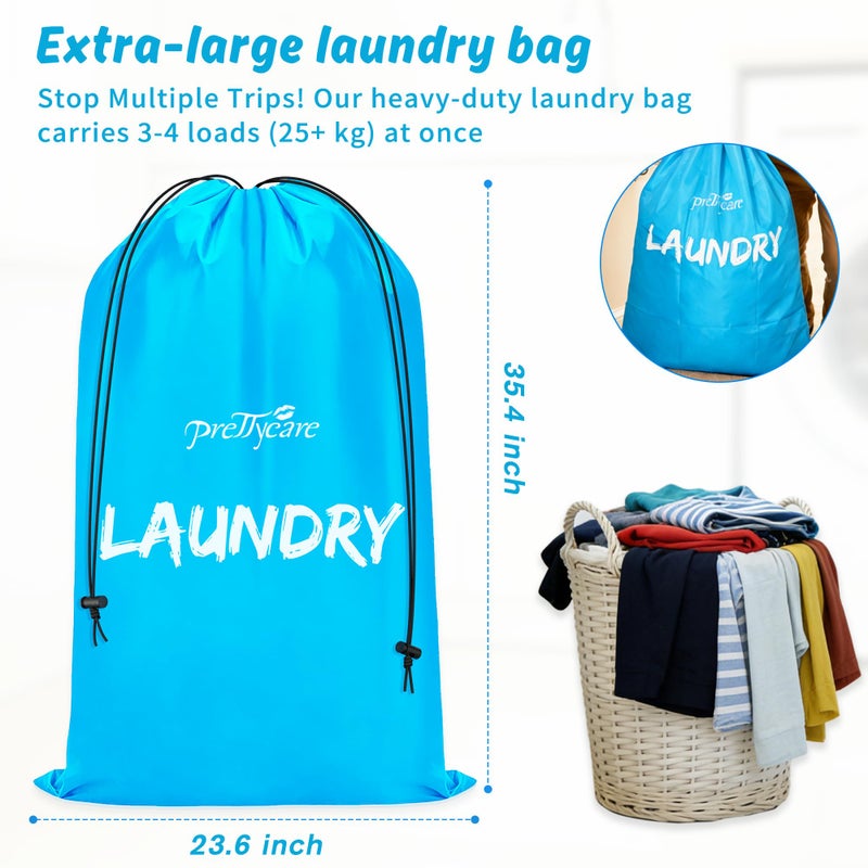 PrettyCare 2 XL (35.5 x 23.6 in) Travel Laundry Bags for Delicates, Washable Dirty Clothes Organizer - Easy to Hold 4 Loads of Laundry, Large Enougha for Laundry Hamper or Basket Travel Essentials - Image 2