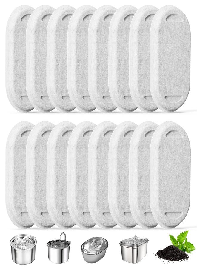 Baofum Cat Water Fountain Filter, 16 Pack Cat Fountain Replacement Filters for 67oz/2L & 108oz/3.2L Stainless Steel Pet Water Dispenser, Triple Filtration Activated Carbon Filters for Cat and Dog - Image 1